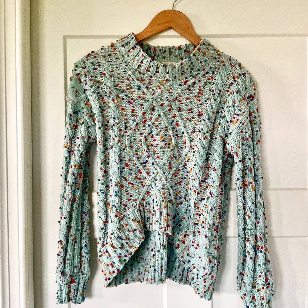Altar’d State Multi Color Speckled Puff Chenille Soft Pullover Sweater XS